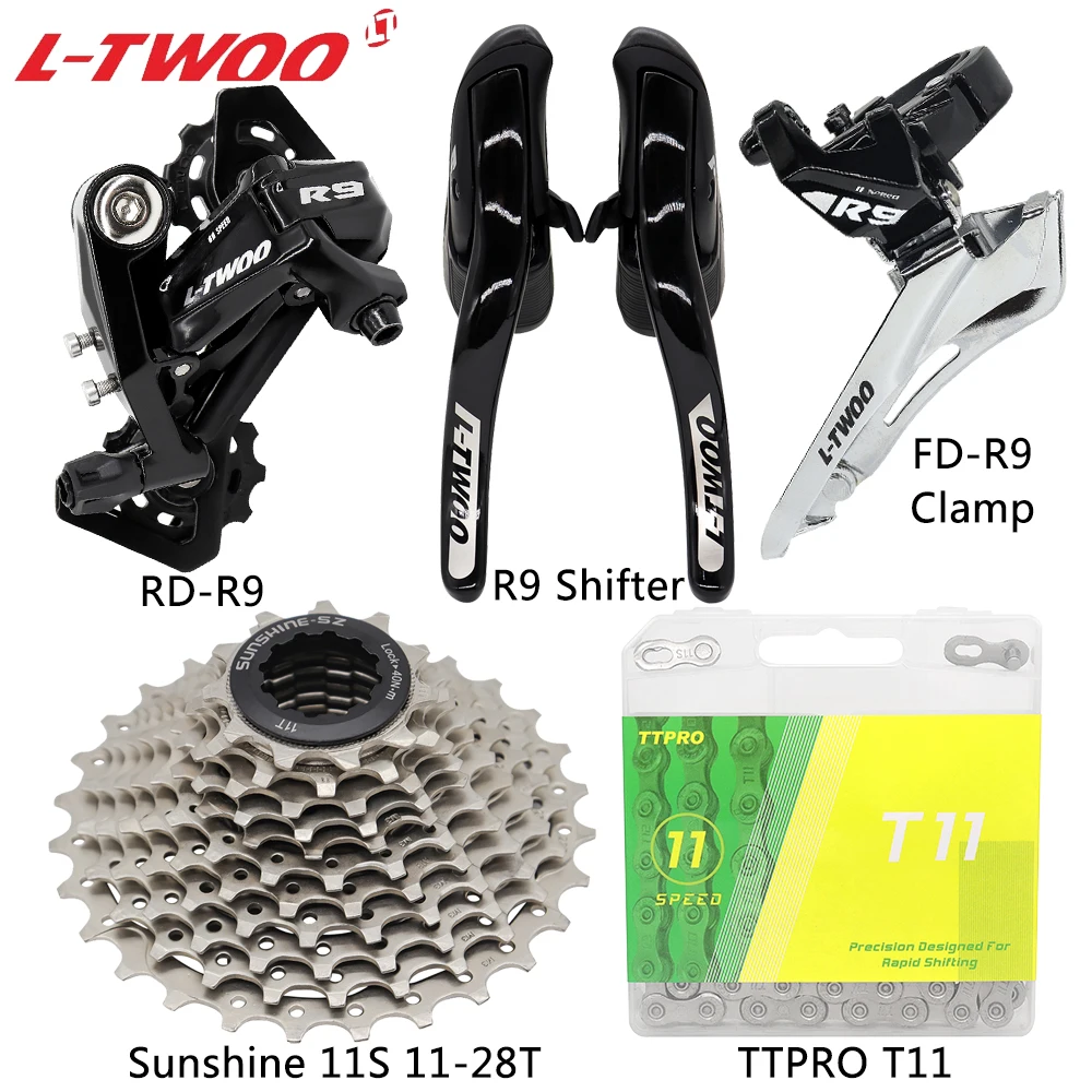 LTWOO R9 2X11 Speed Road Bike Groupset Aluminum Alloy Shifter Rear Front Derailleur T11 Chain 11-28T/32T Cassette Bicycle Kits