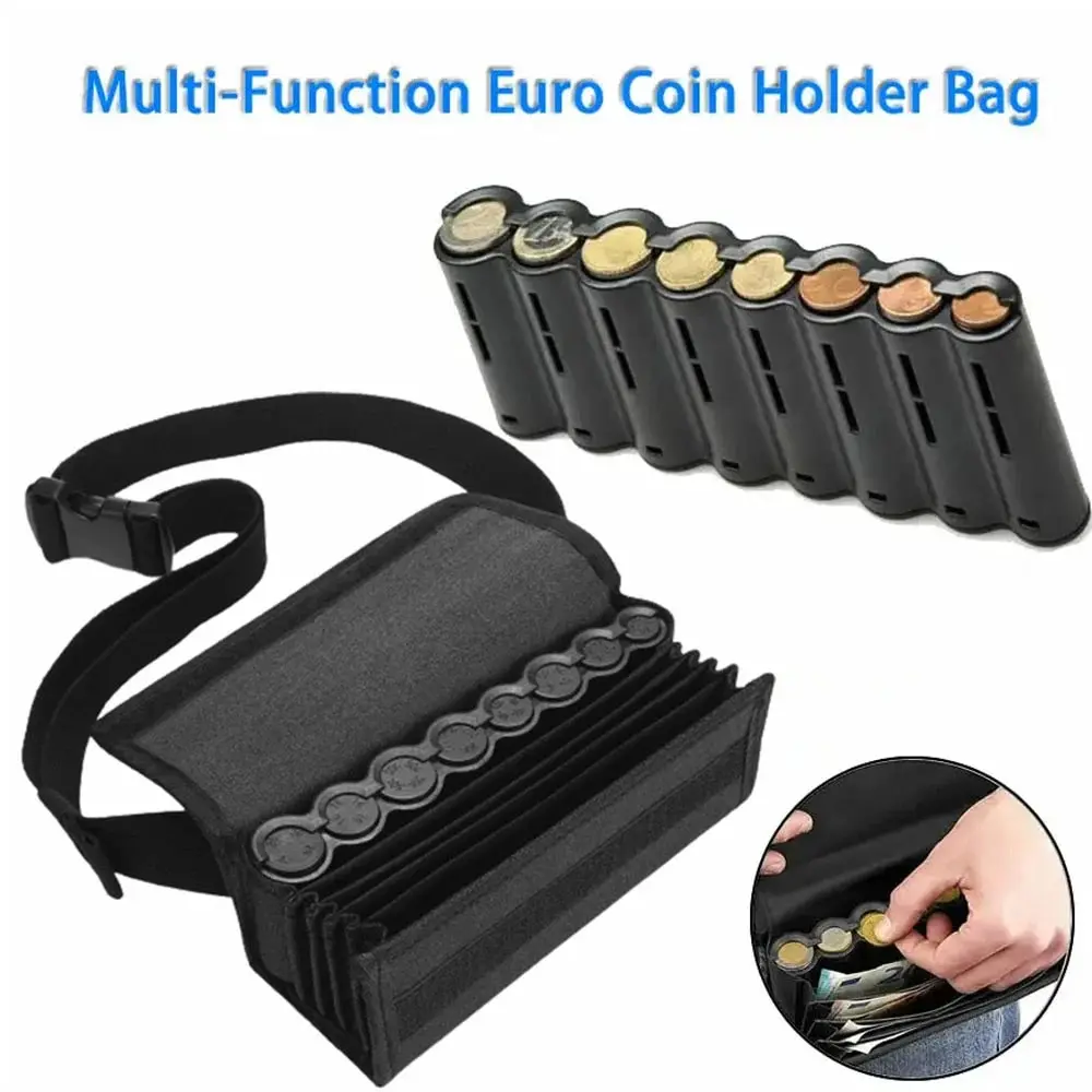 Multi tasche portamonete marsupio 8 slot portamonete Dispenser Euro Sorter per cameriere Driver cassiere banconote cassaforte