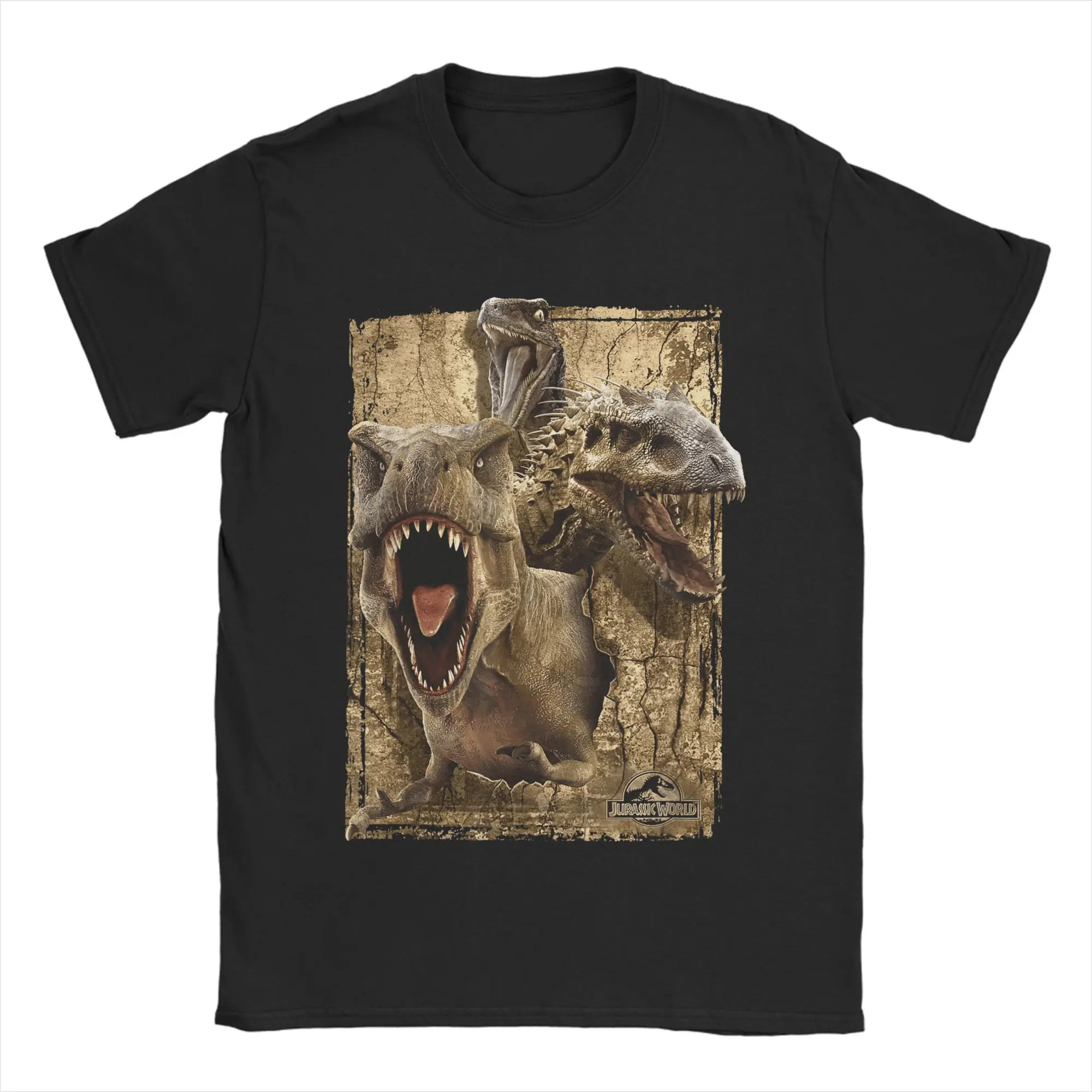 Camisetas de moda Jurassic World T Rex Indominus Rex Raptor para hombre, camisetas de algodón 100% con cuello redondo, camisetas de manga corta