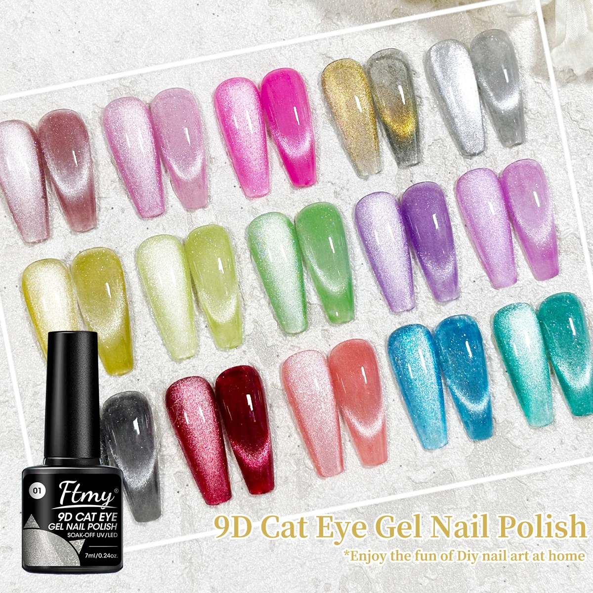 10 عبوات من طلاء الأظافر المغناطيسي على شكل عين القطة، 0.24 أونصة. - مضاد للحساسية، لون طويل الأمد، تركيبة خالية من الكحول، مناسبة للأظافر و #6