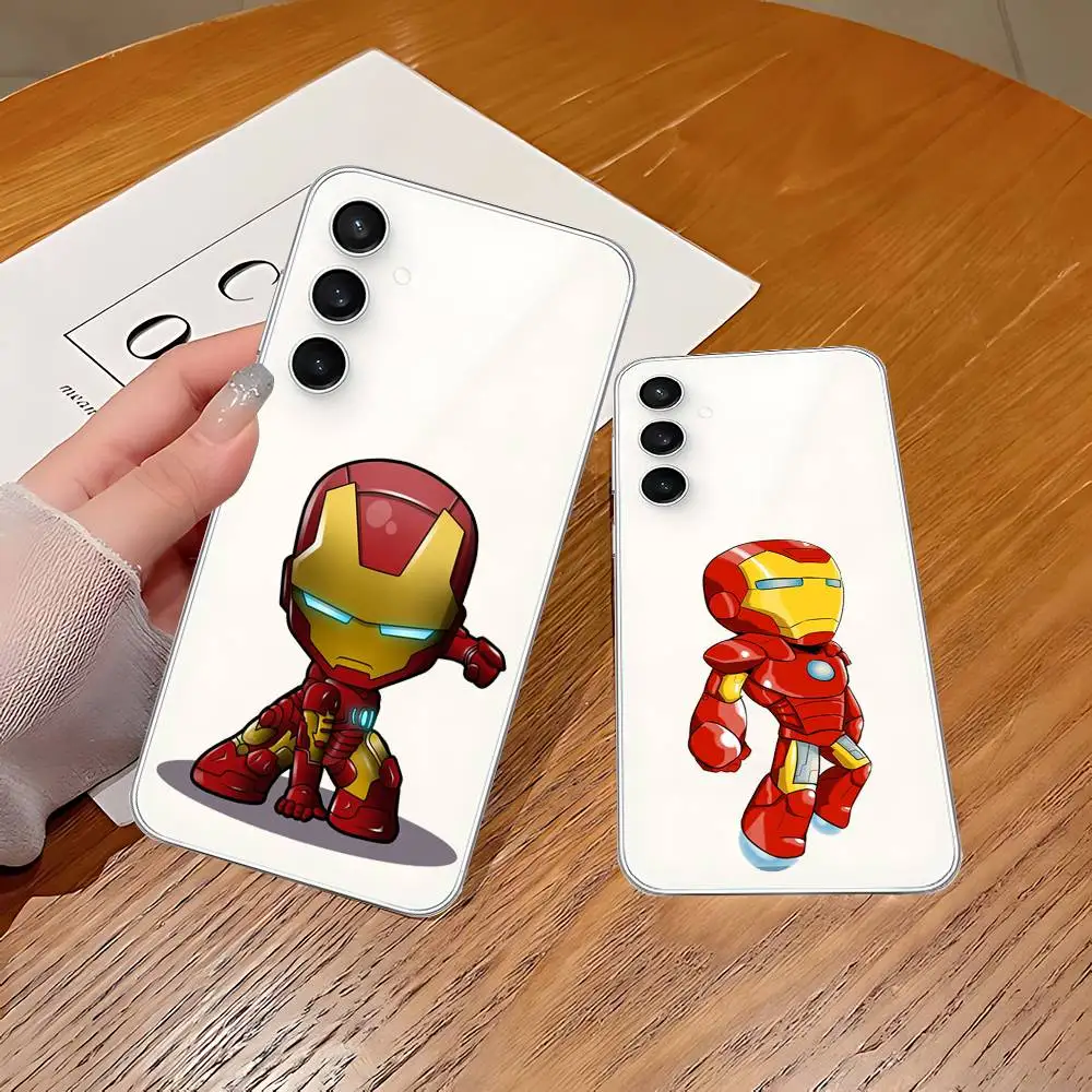 I-Iron Man Cartoon Phone Case For Samsung Galaxy S21 S22 S23 S24 S25ULTRA FE Ultra Plus5G A52S Transparent Cover