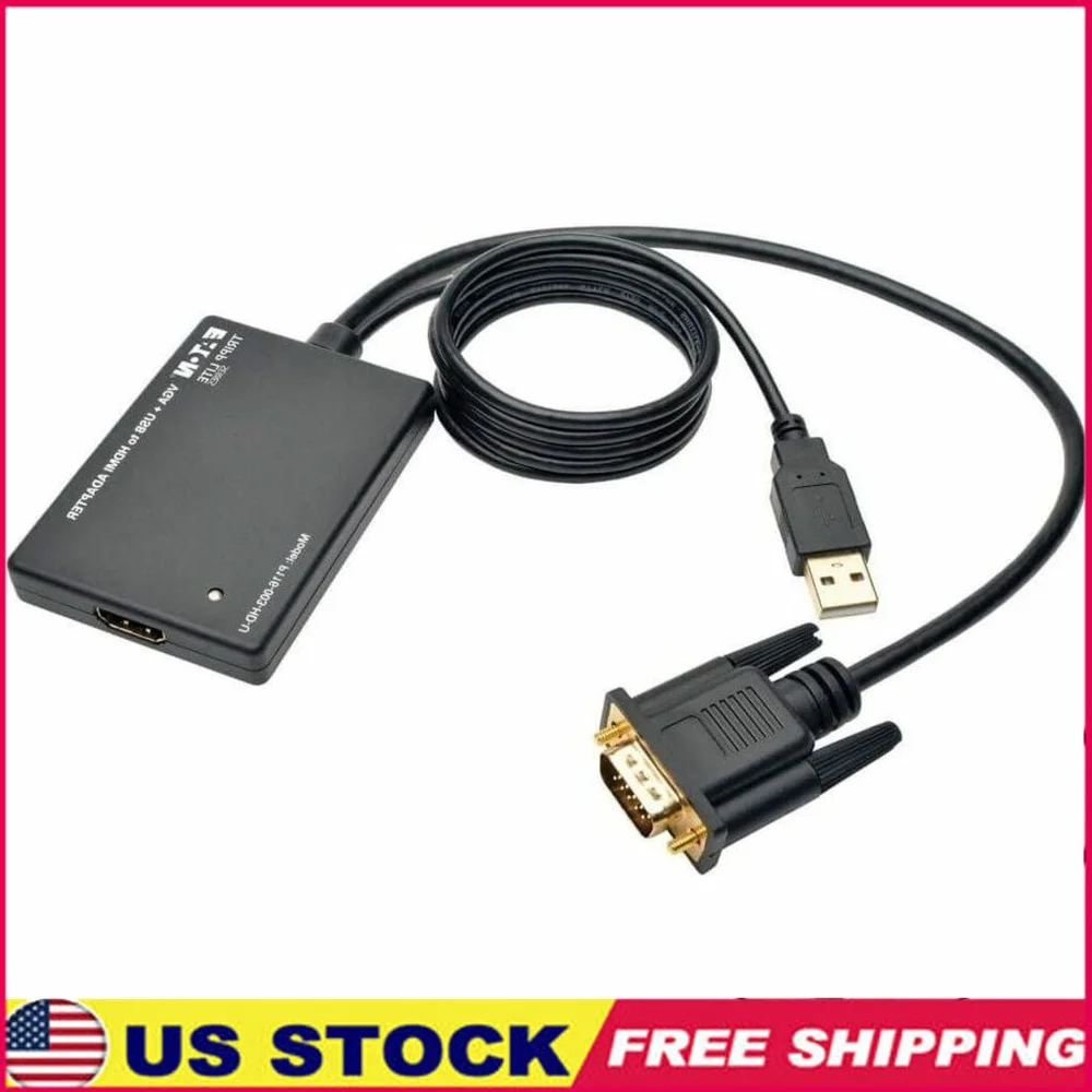 VGA to HDMI Converter Adapter 1080p Plug and Play Audio Support Compact Design No External Power Required High Definition Signal