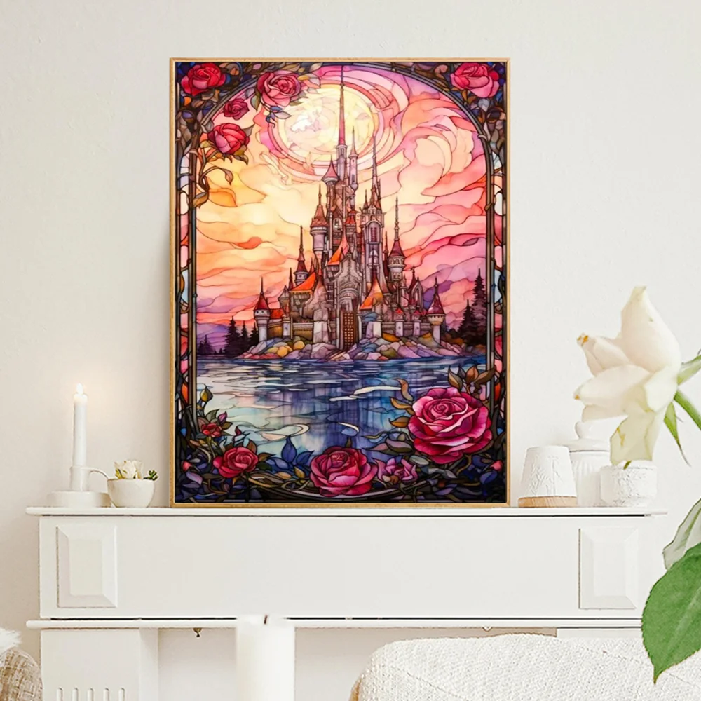 5d fai da te pittura diamante città orologio castello arte paesaggio immagine diamante pieno mosaico ricamo punto croce kit decorazioni per la casa