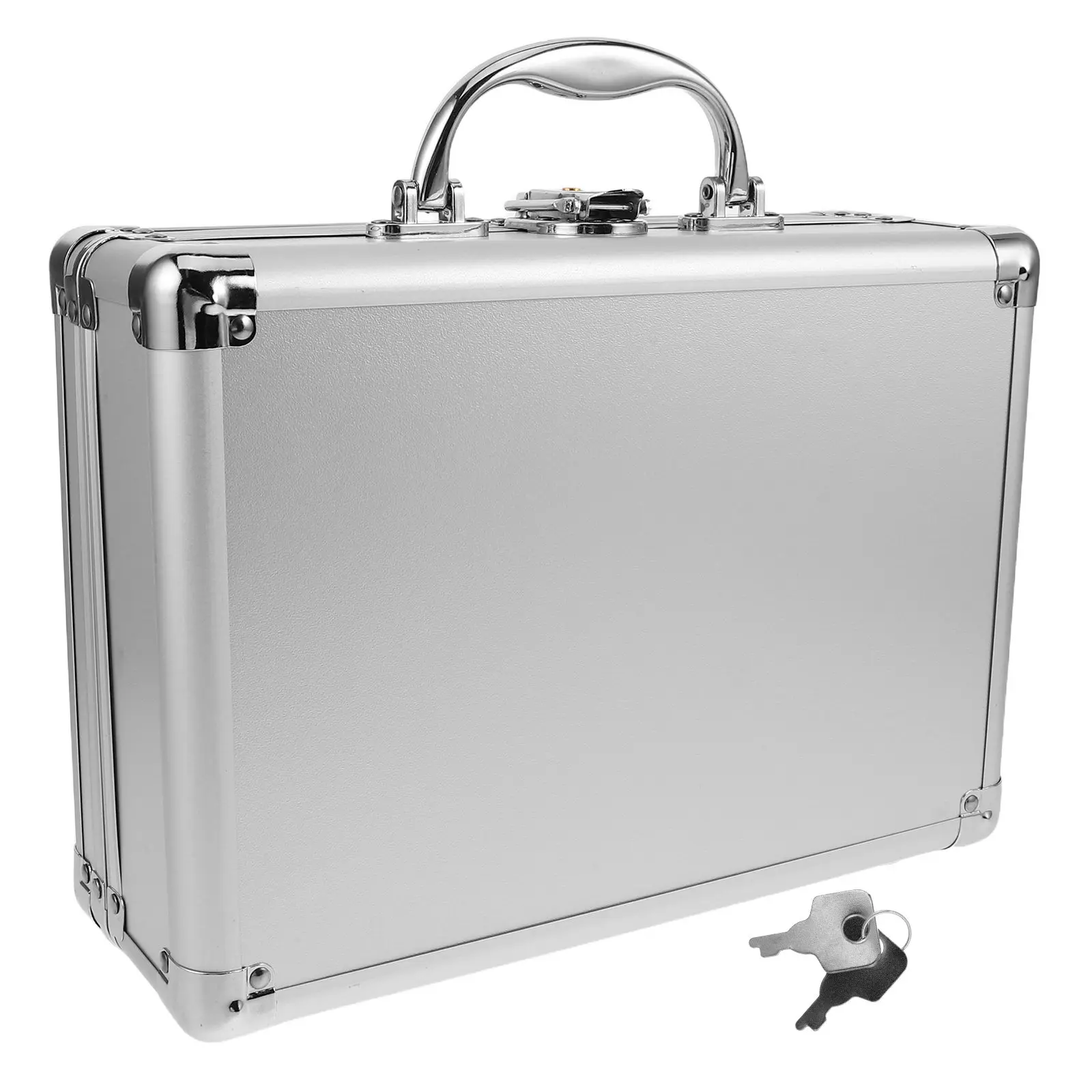 Aluminum Alloy Storage Box Key Lock Portable Protective Hard Case Foam Layer Tool Document Microphone Camera Gear Equipment