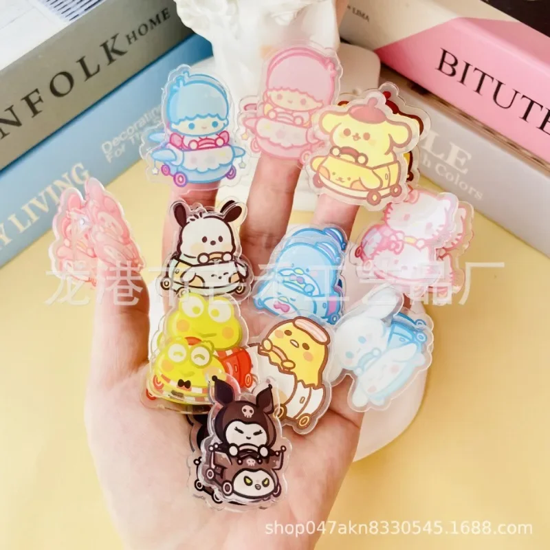 Miniso diy transparente acryl clip pp clips memo cartoon lesemark kawai pp clips foto klemme brust karte ausweis hülle tragbar