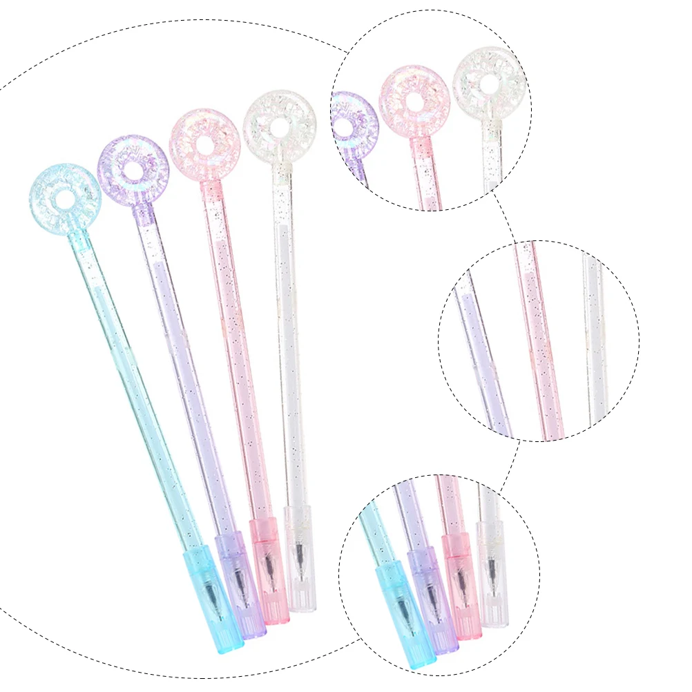 

8Pcs Lovely Crystal Doughnut Shaped Gel Ink Pen Creative Cartoon Water Pen Candy Color Office Signature Pen Wholesale