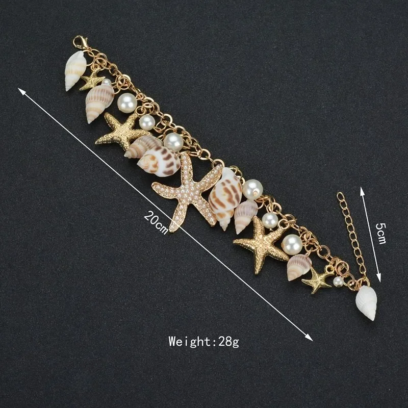 2022 New Arrival Bohemia Korean Fashion Starfish Pendant Lemon Fruit OL Lady Style Bracelet Women Bracelets& Bangles Jewelry
