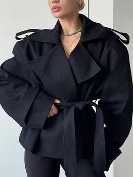 Women's Short Trench Coat Single Breasted Lapel Collar Belted Waist Long Sleeve Jacket Casual Daily Commute Office Fashion Coat 5 Women's Short Trench Coat Single Breasted Lapel Collar Belted Waist Long Sleeve Jacket Casual Daily Commute Office Fashion Coat 5