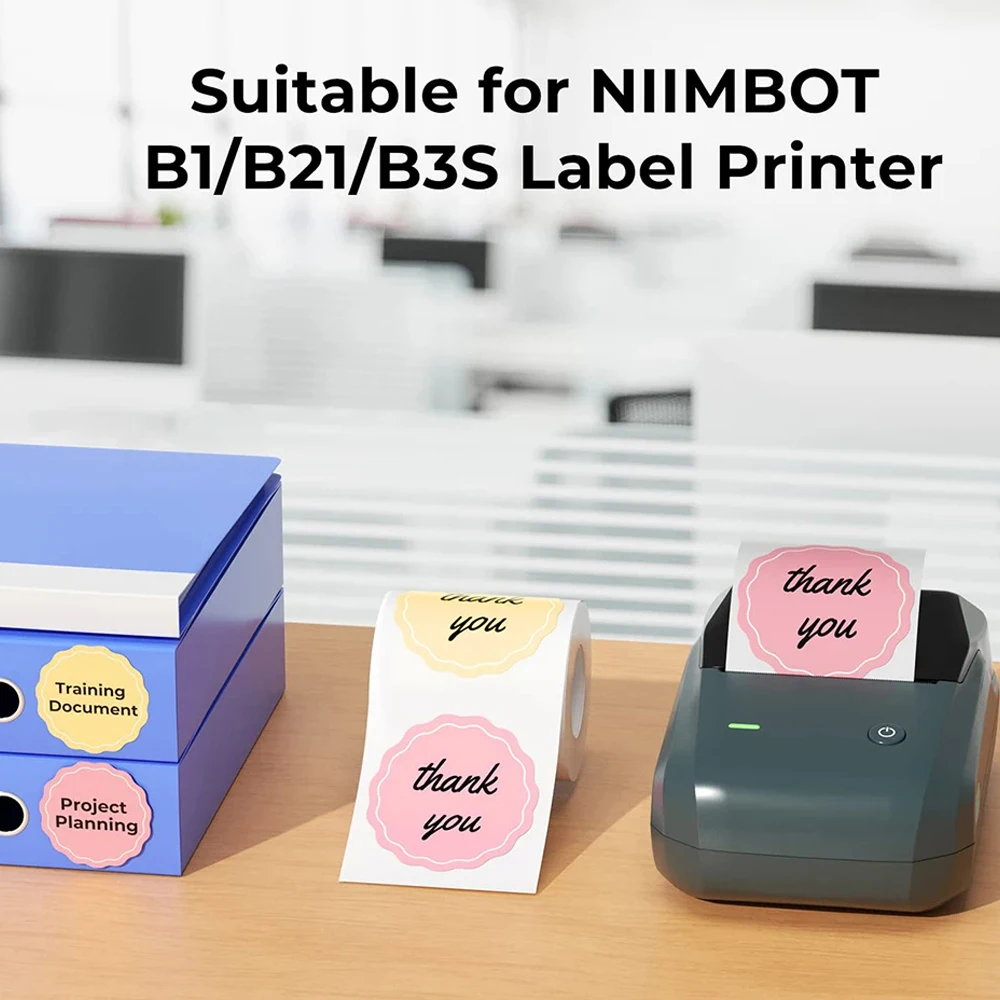 Niimbot 5Rolls Label Sticker White Round Color Transparent Label Paper For B1/B21/B3S Adhesive Waterproof Thermal Label Papers