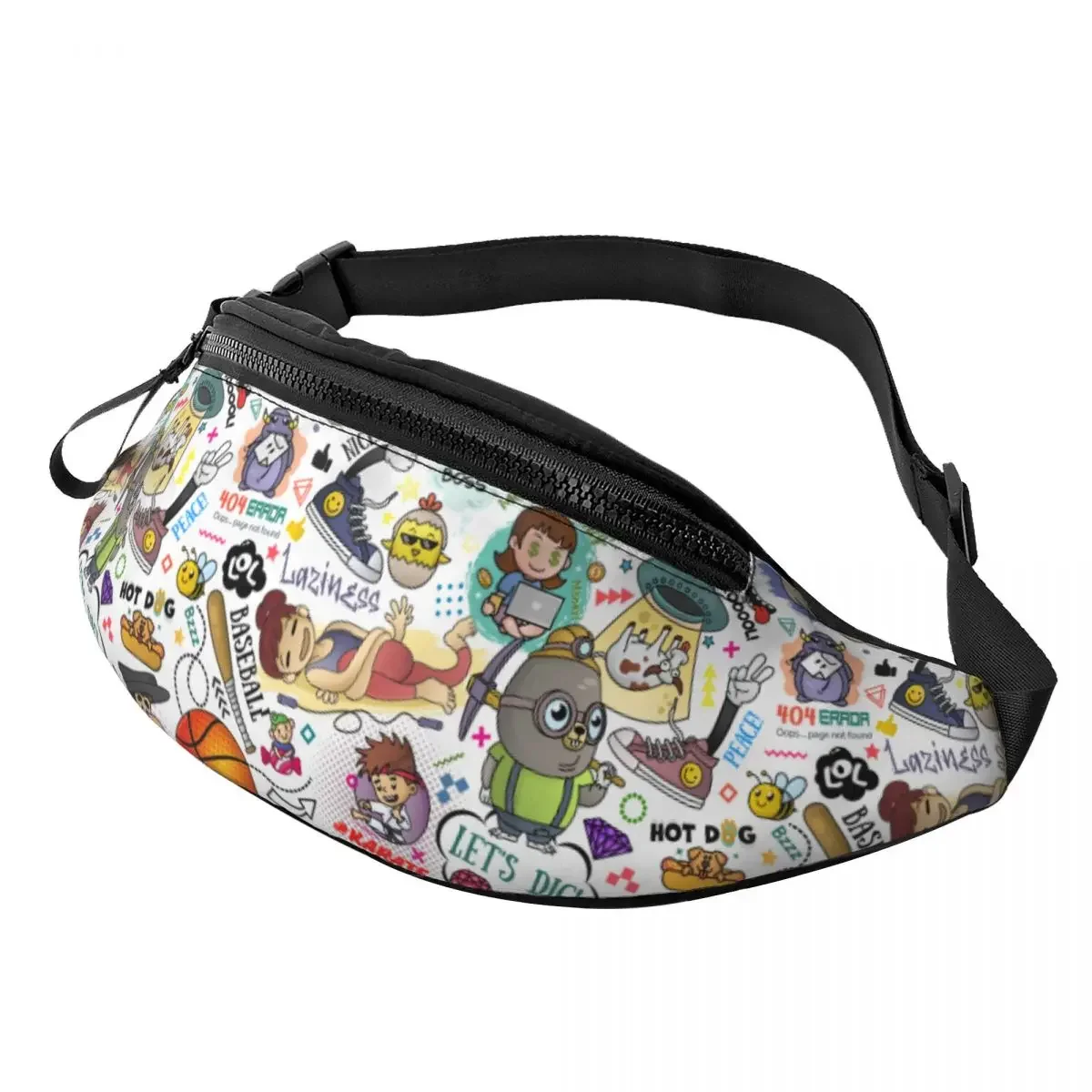 Custom Creative Characters Graffiti Art Fanny Pack Women Men Cartoon Crossbody Waist Bag for Cycling Camping Phone Money Pouch