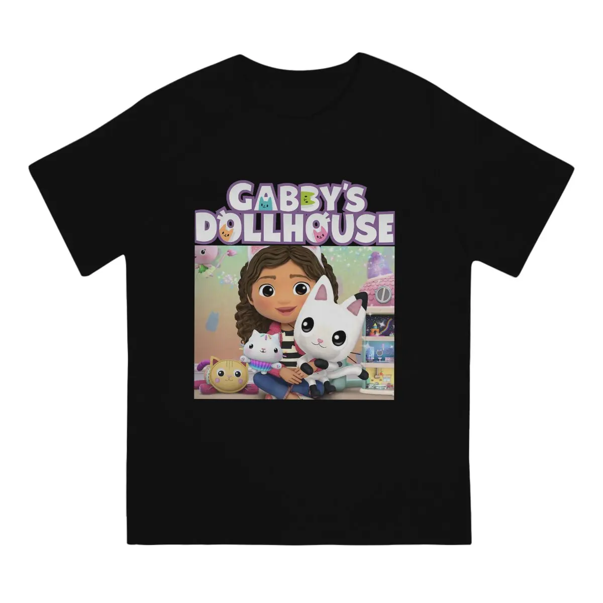 Poster Men T Shirt Gabby's Dollhouse Novelty Tees Short Sleeve Round Neck T-Shirts Cotton Summer Tops