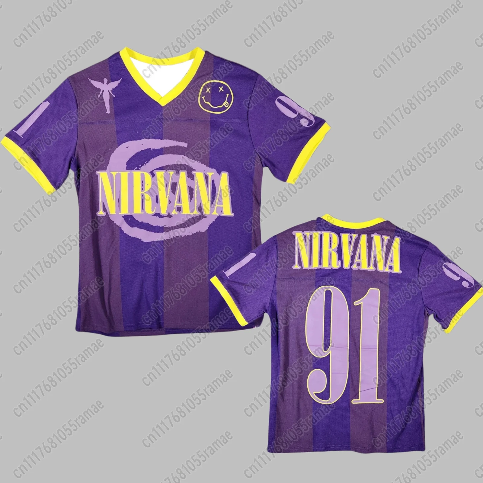 Nirvana Smiley Face 91# Football Jersey Unisex TShirt 2026 Men Y2k Rock Hip-hop Breathable Streetwear Shirt FamilyMatching