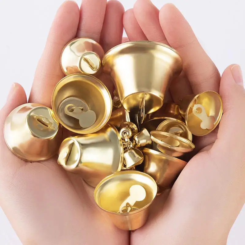 10/20 Stück 35/38/45/50 mm Gold kleine Jingle Bells zum Aufhängen, Metallglocke, Hochzeit, Weihnachtsdekoration, DIY-Bastelmaterialien