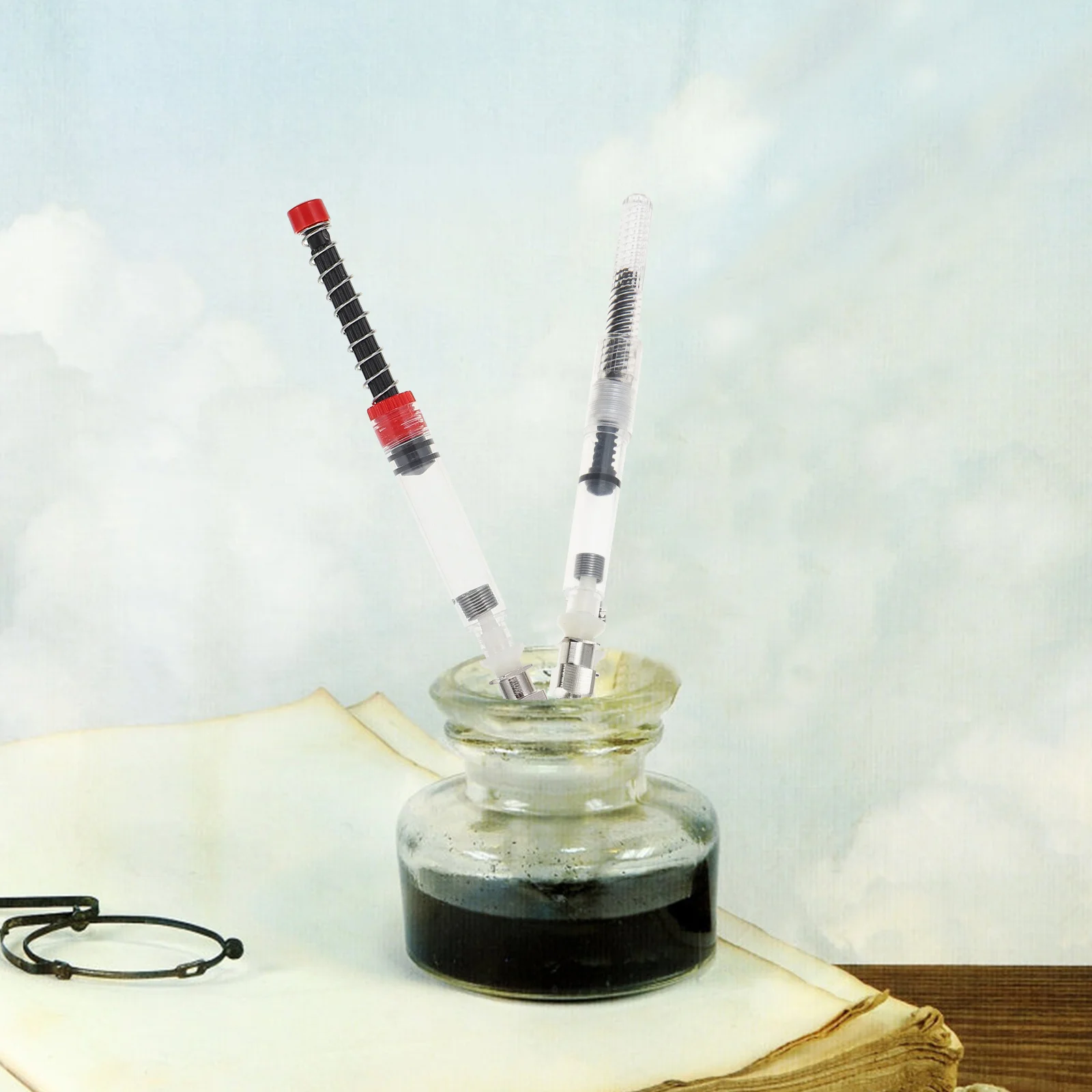 

9pcs Fountain Pen Absorber Reusable Ink Fill Tool For School Office Pen Ink Refill Tube Spring Filler Converter