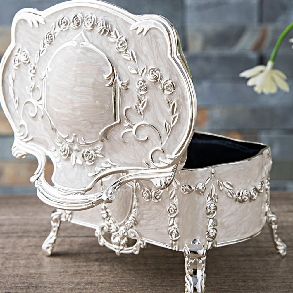 Wedding Jewelry Box Enamel Hinged Ring Case Small Treasure Storage Box for Rings Necklace Earrings Necklace Case