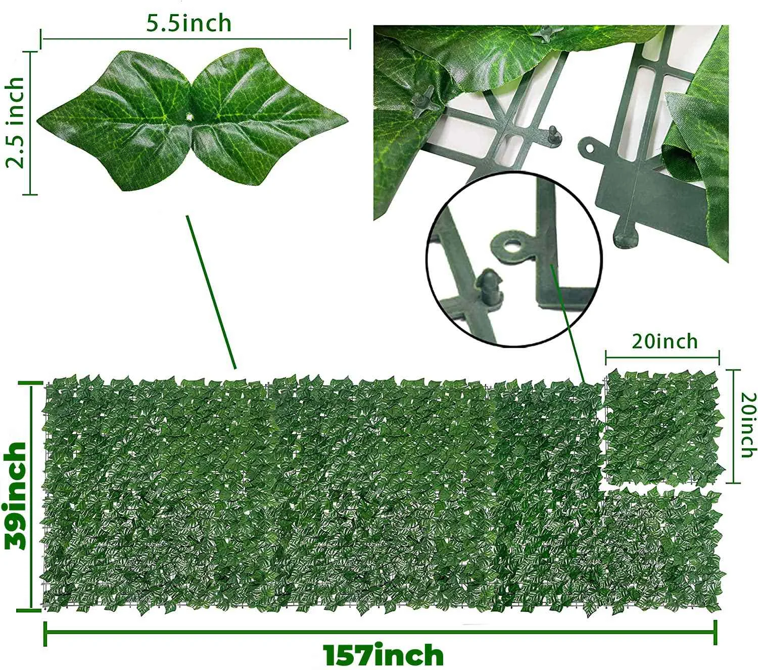 100x400cm Artificial Ivy Hedge Fence Panels Green Faux Ivy Leaf Privacy Fence Screen for Outdoor Home Garden Balcony Decoration