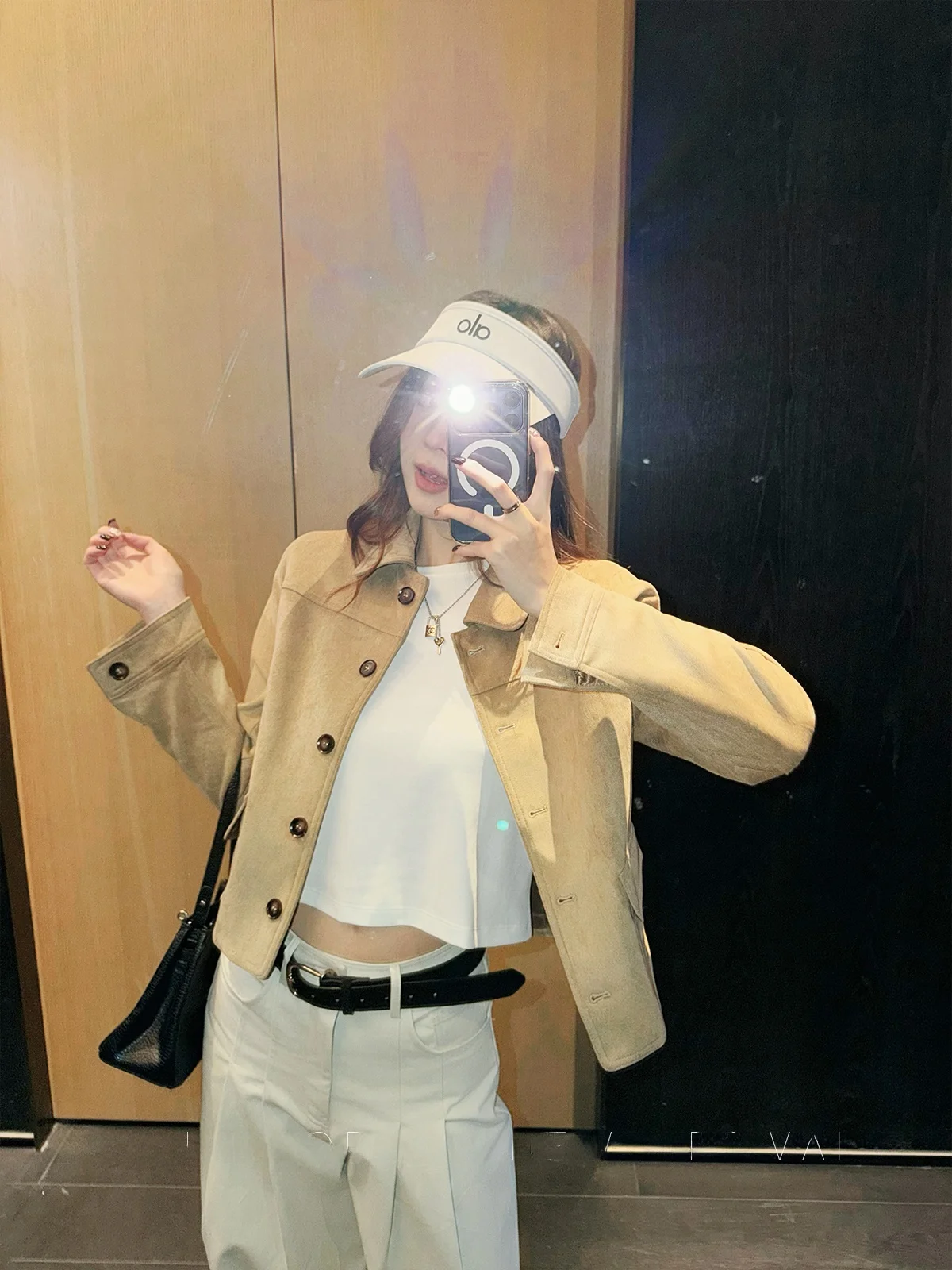 Khaki Suede Jaet Women's Casual Collar Slimming ort Outerwear Spring 2026 Yang Pao Pao Brand Multi-ket Straight-Size