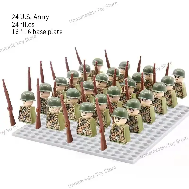 New 24pcs/lot WW2 Military Soldier Array Soviet US UK  China France Figures Building Blocks Children Toy War Toys Christmas Gift