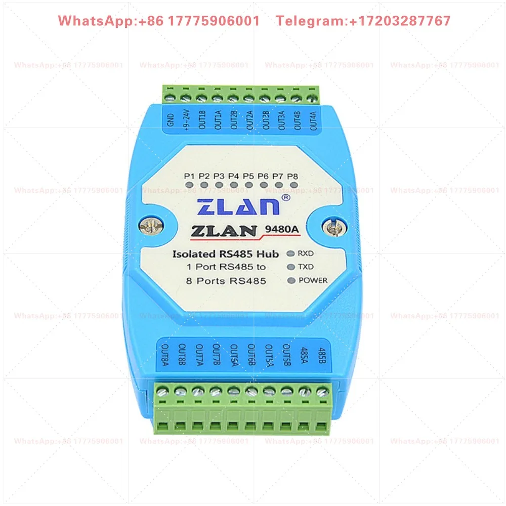 [ZLAN] 485 hub 8-way repeater splitter 485hub signal isolator module 1 point 8 port industrial grade Shanghai ZLAN 485