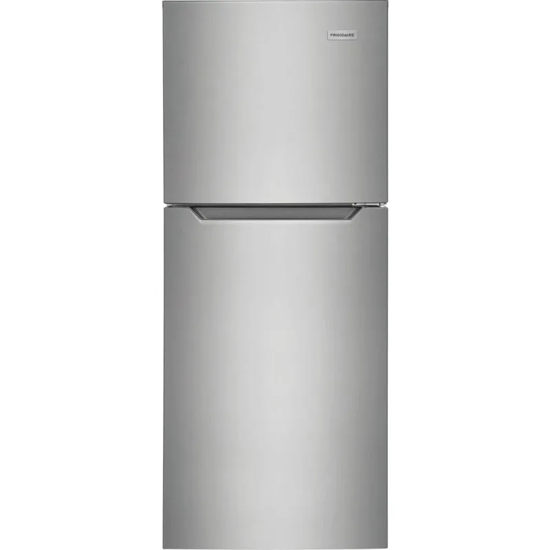 Frigidaire 10.1 Cu. Ft. Compact ADA Top Freezer Refrigerator in Brushed Steel with Electronic Control Panel