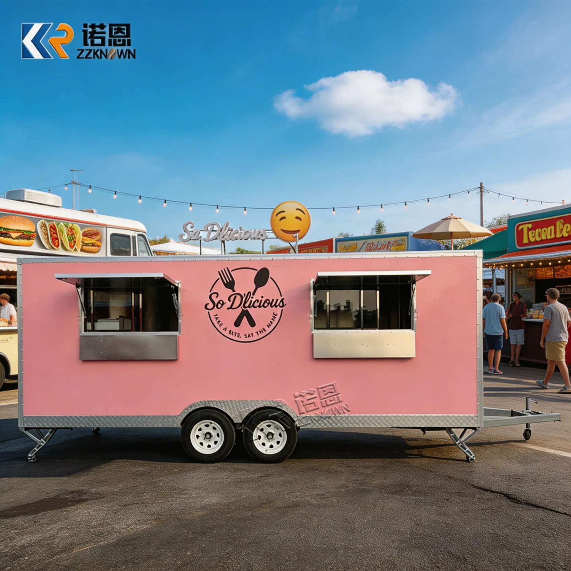 

Custom Food Stall Fast Food Truck Van Pizza Truck Ice Cream Mobile Kiosk Coffee Taco Concession Food Trailer with Full Kitchen