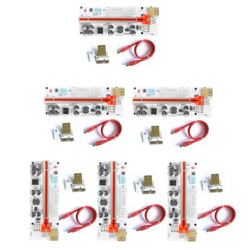 

6PCS USB 3.0 PCI-E Riser Card VER010-X Express Riser for Video Card X16 Extender PCI-E Riser Card for Mining, Red