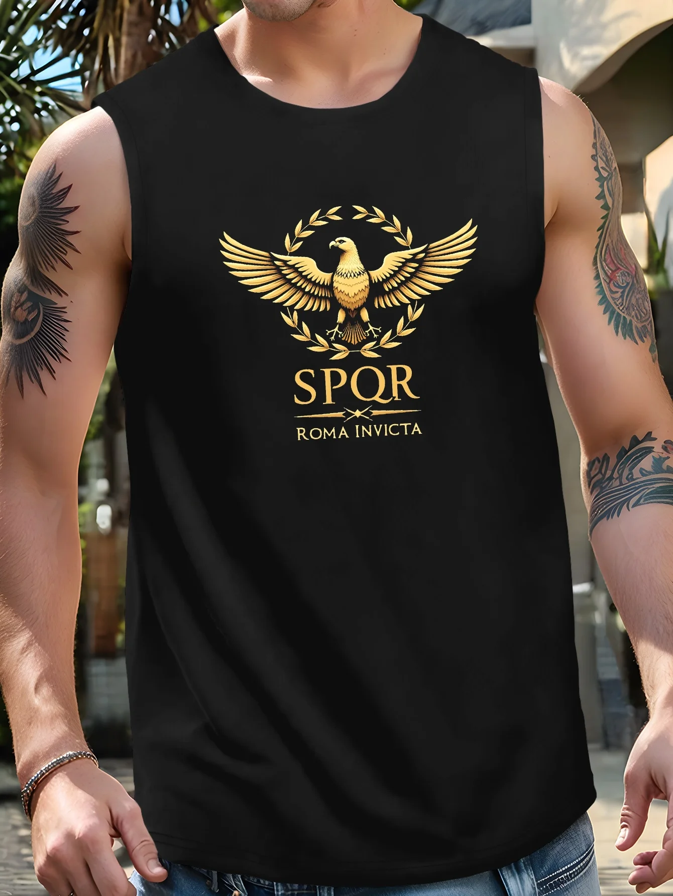 

Men's Roman Eagle SPQR Roman Invincible Tunic - In Latin, it means "The Senate and People of Rome" and "Invincible Rome"