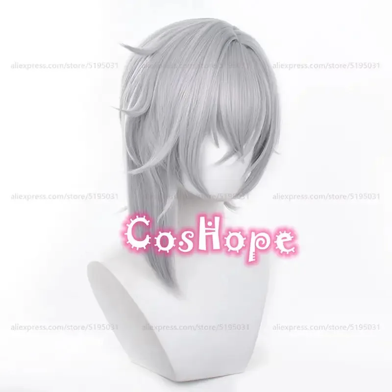 HSR Moze 40 سنتيمتر شعر مستعار رمادي قصير أنيمي تأثيري الباروكات مقاومة للحرارة شعر مستعار اصطناعي ؛ 3 ، c'5.b ؛ 8'