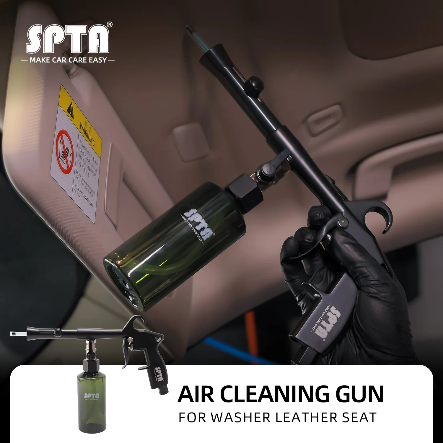 SPTA Car Interior Cleaning Gun Air Blow Coating Spray With Bottle Multi-function Tool For Auto Detailing