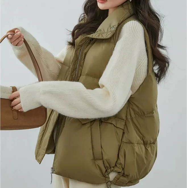 Down cotton jacket women 2026 New winter short sleeveless down jacket waistcoat vest women's cotton coat clothing