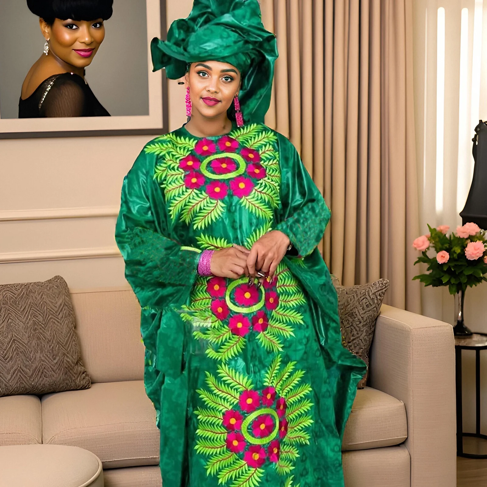 

African Dresses For Women Luxury Boubou Material Rich Embroidery Design