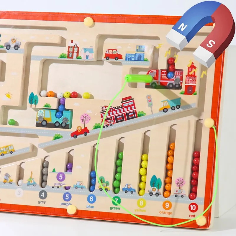 Magnetyczne Gry Sortujące Montessori Puzzle Zabawki Labirynt Tablica Nauka Kolorów Montessori Klasifikacja Drewniane Zabawki Edukacyjne Prezenty