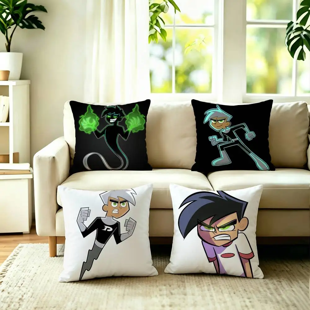 

Cartoon D-Danny Phantom Pillow Case Square Double-Sided Sofa Cushion Cover Bedroom Bedside Pillow