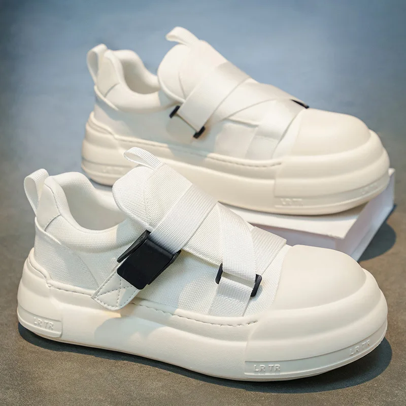 

Мужские повседневные спортивные кроссовки: дышащие, универсальные, на липучках, белые, с толстой подошвой, нескользящие, для активного отдыха и бега