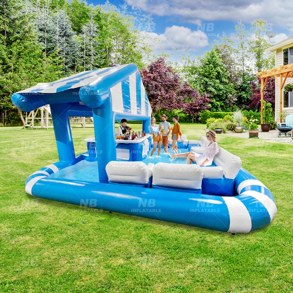 Customized Backyard Water Swimming Pool Inflatable Sofa Pool bar Pub House Blow up Bars for Adults Party