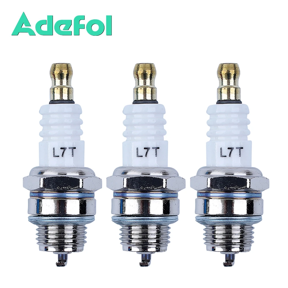엔진 모터 트리머용 점화 플러그, 잔디 예초기 부품, 브러시 커터, 정원 도구 부품, L7T 2 스트로크, 로트당 3 개