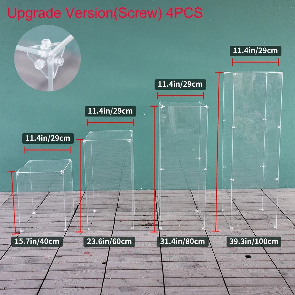 Bruiloft Podium Tafel Centerpieces Achtergrond Acryl Transparant Weg Lood Kristal Opvouwbare Kolom Bloemenstandaard Decoraties