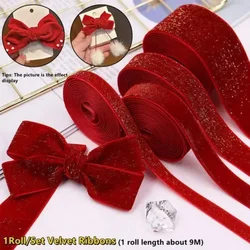 Red Velvet Ribbons DIY Hairpins Garland Decor Gifts Wrapping Ribbon