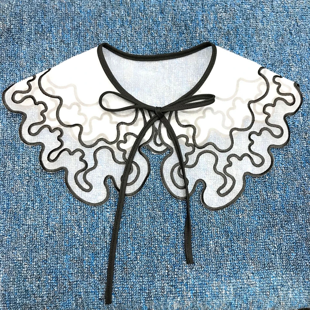 DIY انفصال فتاة للنساء زين المطرزة الدانتيل العنق وهمية طوق الملابس الخياطة الملابس الديكور