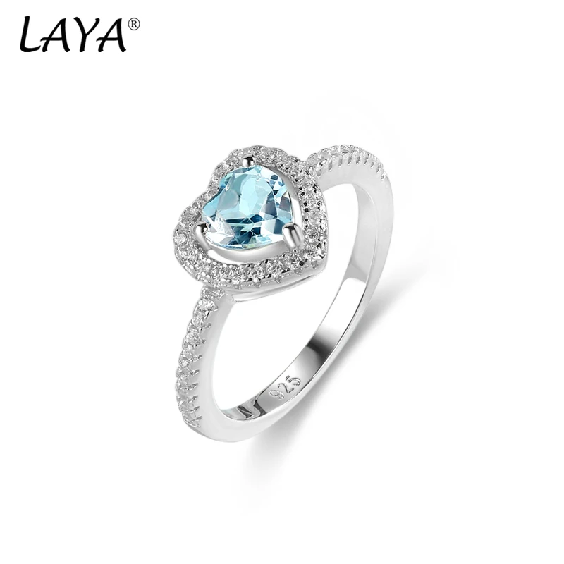 

LAYA 100% 925 Sterling Silver Round Brilliant Cut Gemstone Natural Amethyst Rings For Women Wedding Engagement Fine Jewelry