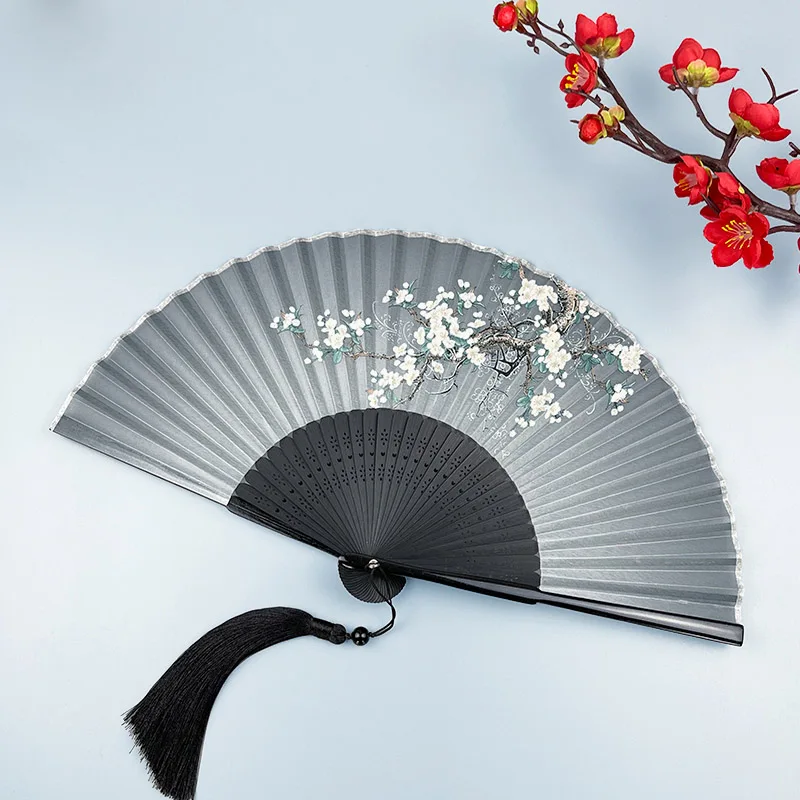 Summer Refreshing Folding Fan Portable Hanfu Dance Clothes Hand Fan with Cheongsam Bamboo Fan Daily Gift Crafts Decoration