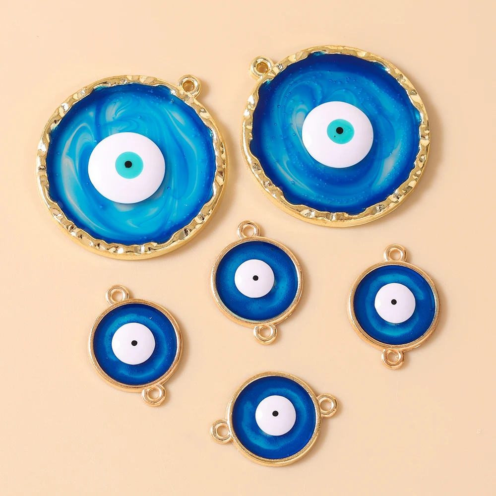 Leslie 10 Stück Ethnische Türkische Böser-Blick-Anhänger Glücksbringer Blaue Augen-Charms für Frauen Schmuckherstellung DIY Halsketten Ohrringe Zubehör – Detail 2
