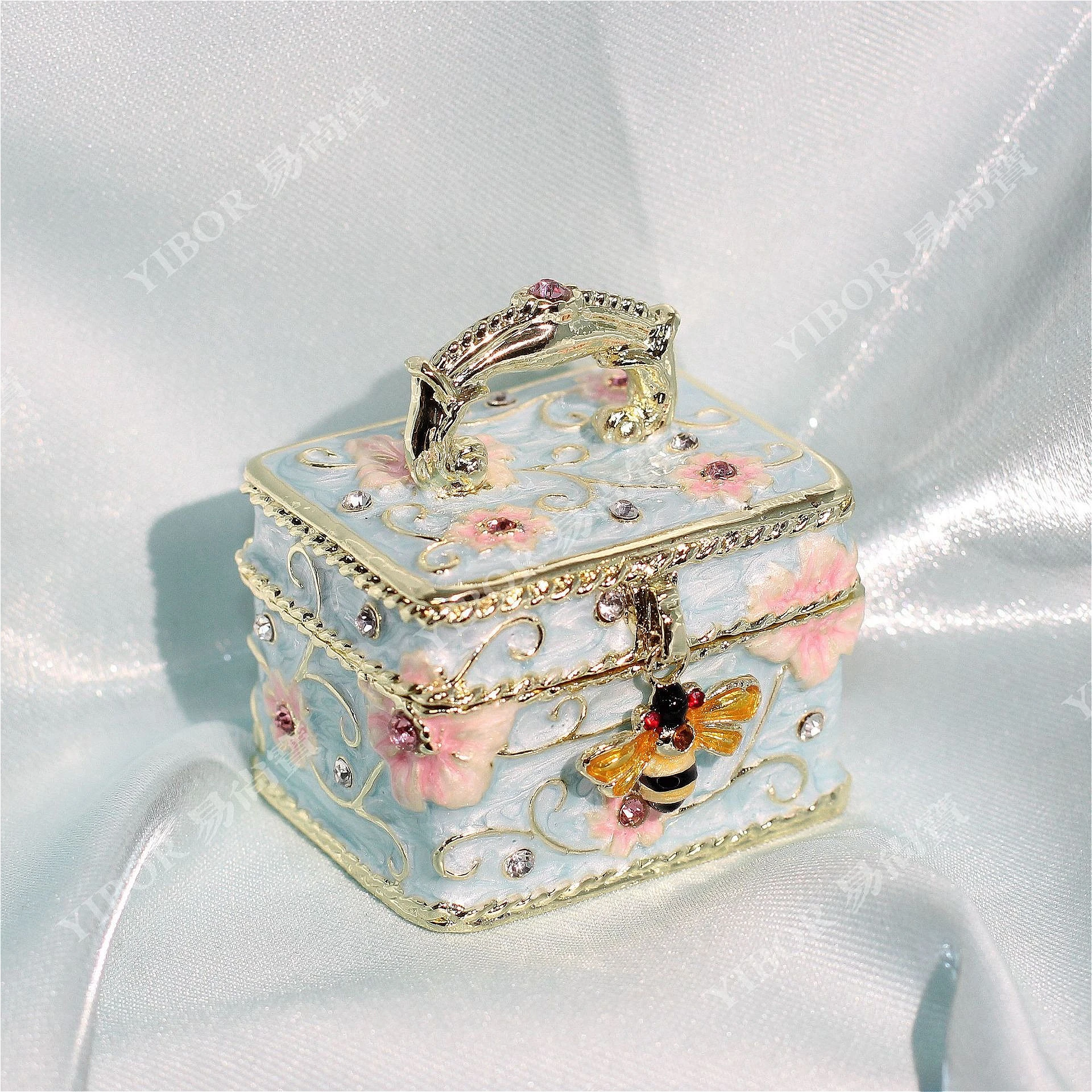 

Alloy Enamel Beehive Jewelry Box, Creative Insect Home Decor Organizer, Light Luxury Vanity Storage Case Gift
