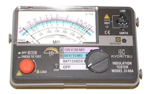 KYORITSU 3147A(125V,500V) KYORITSU 3148A (100V,250V)3161A (50V 125V) Probador de aislamiento analógico 2 rangos