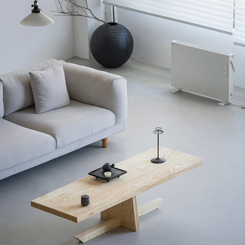 

ash wood solid wood tenon and mortise square table, small apartment living room household wabi-sabi style table