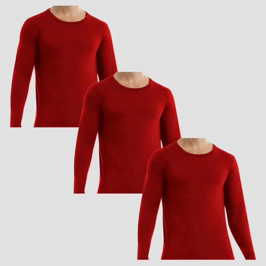 

3pcs Men's single warm underwear boys in the thick and thin velvet cold foundation undershirt wearing a coat autumn clothes