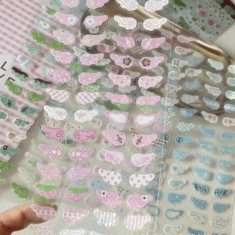 1/4 pezzi ali amore fragola trifoglio stella scintillante pellicola flash adesivi telefono fotocamera adesivo decorazione scrapbooking vintage