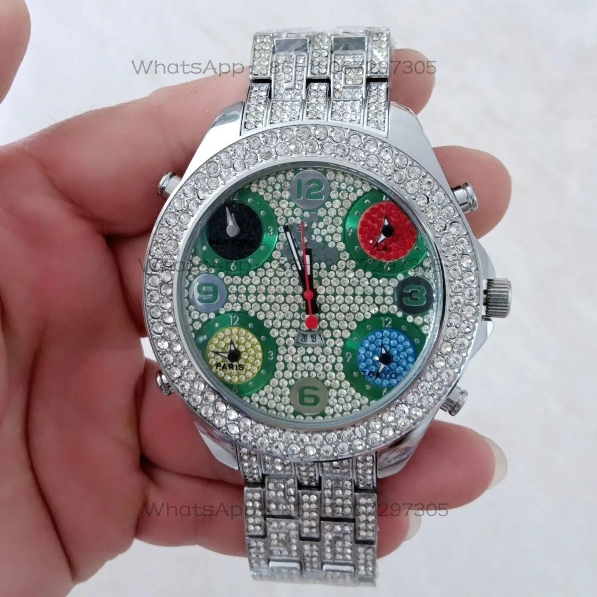 

Fashion Large Dial Men's and Women's Quartz Rhinestone Steel Belt Quartz Gypsy Watch