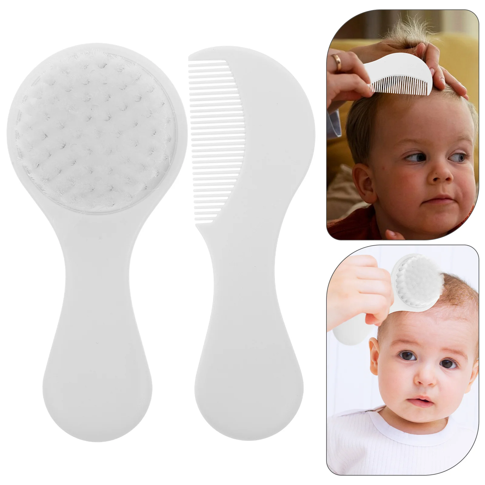 

2Pcs Newborn Hair Brush Set Soft Bristle Comb for Babies Cradle Scalp Cleaning Grooming Essentials
