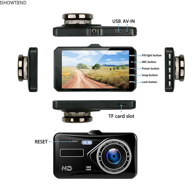 HD Dual Recording Tachographs Touch Screen on-board Recorder Reverse Image Parking Monitoring 1080p 4-inch Car Camera Recorders